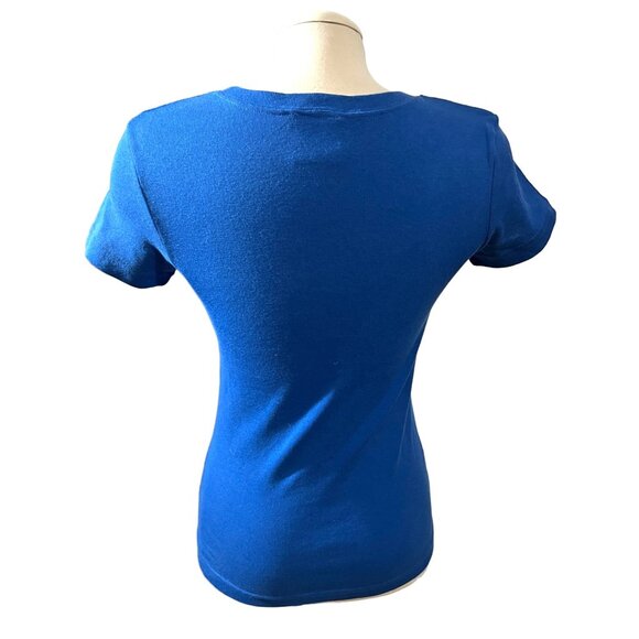 Planet Hollywood  Vintage 1991 Key West Baby Tee Sz Large Womens Royal Blue - Picture 2 of 7